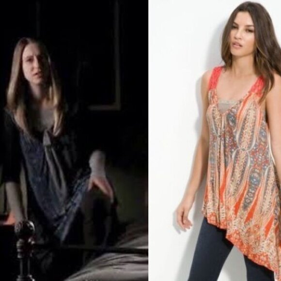 Free People Regal Macrame Orange Boho Print Tank - Picture 1 of 3